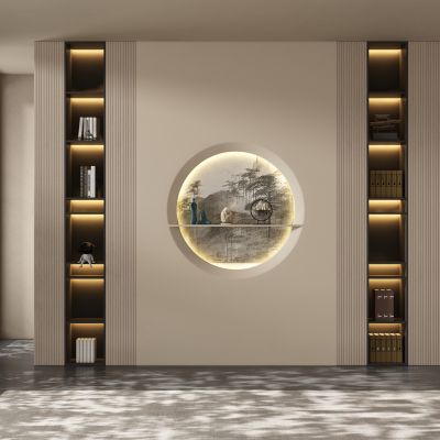 新中式茶室背景墙