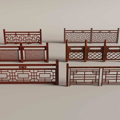 新中式栏杆 栅栏  围栏 护栏 雕花3D模型
