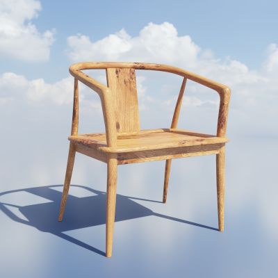 新中式椅子 户外椅 木椅3d