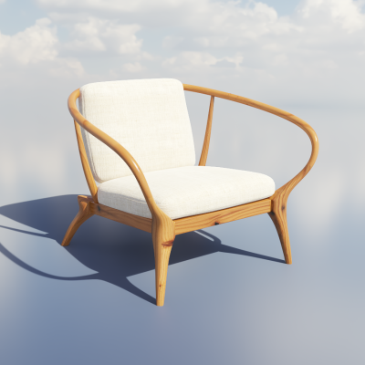 新中式椅子 户外椅 木椅3d