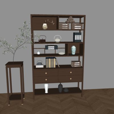 中式实木博古架 书架茶具架收纳架 置物架花几花架