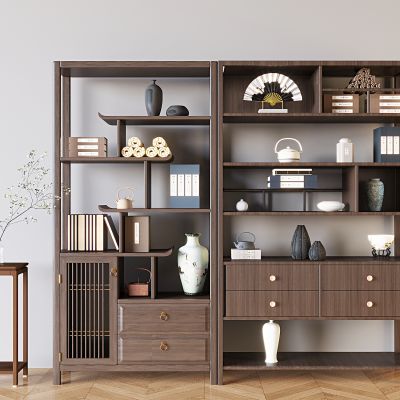 中式实木博古架 书架茶具架收纳架 置物架花几花架