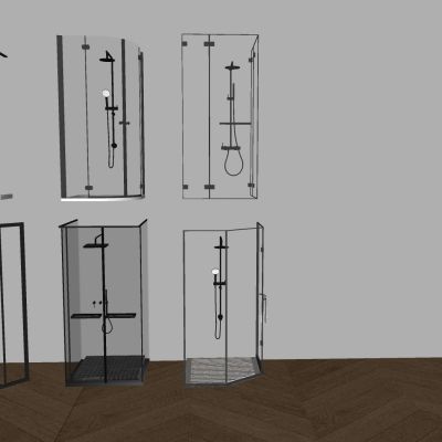 弧形玻璃淋浴房 淋浴花洒毛巾架 淋浴间玻璃隔断