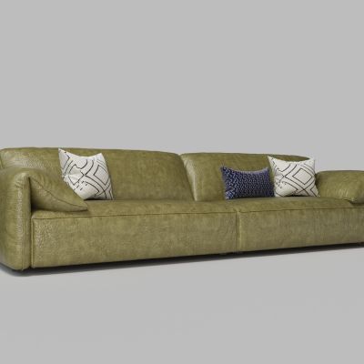 现代大象耳朵多人皮革沙发