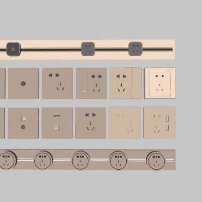 开关 插座 面板 网线插口 轨道插座SU模型