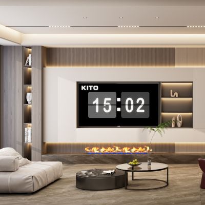 意式轻奢风火焰壁龛内嵌别墅电视玄关一体墙