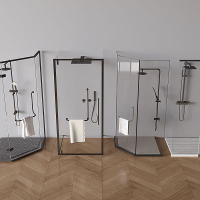 玻璃淋浴房淋浴间 淋浴花洒毛巾架 淋浴间玻璃隔断