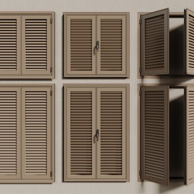 现代窗户  百叶窗 平开百叶窗