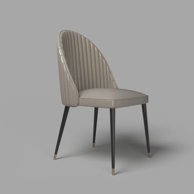 现代白色皮革餐椅单椅