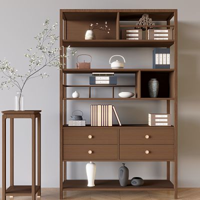 中式实木博古架 书架茶具架收纳架 置物架花几花架