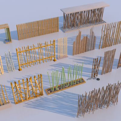 现在竹篱笆墙木围栏