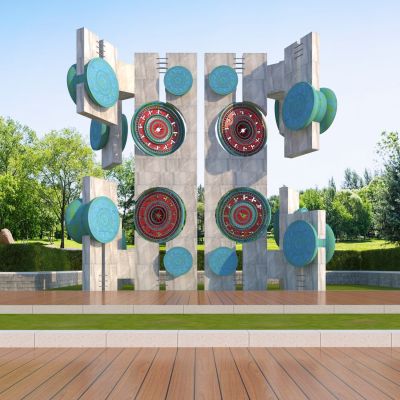 现代景观墙 铜鼓文化 壮族 民族风