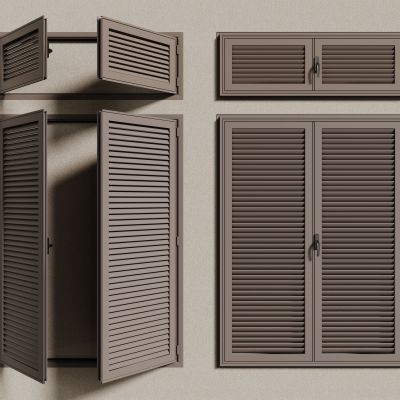 现代窗户  百叶窗 平开百叶窗