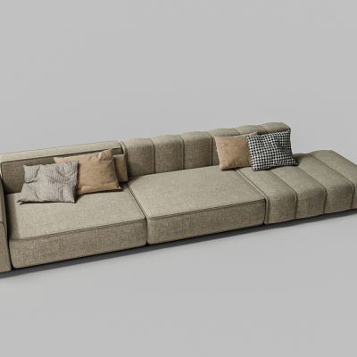 现代布艺多人沙发