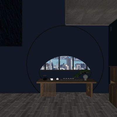 新中式 中古风 灯带背景 格栅吊顶 别墅 挑空 茶室