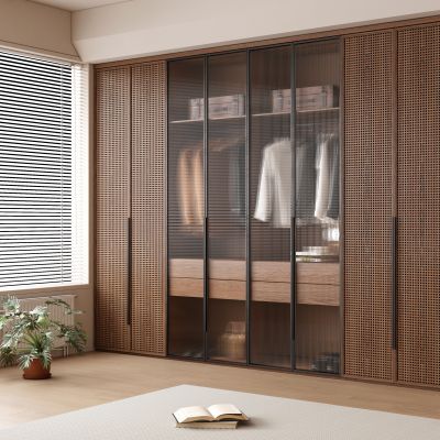 现代中古衣柜 掩门衣柜 成品衣柜 中古风衣柜