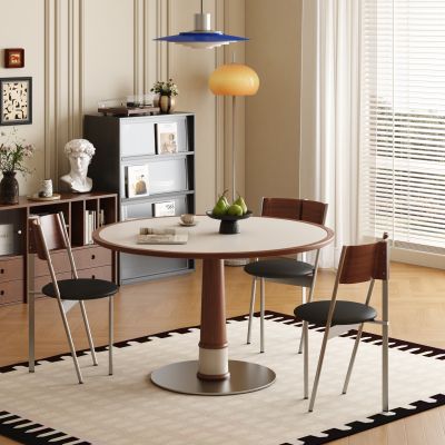 现代中古风圆餐桌椅 实木圆餐桌椅  休闲桌椅