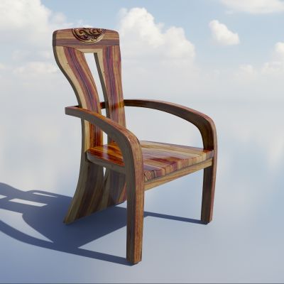 新中式椅子 户外椅 木椅3d