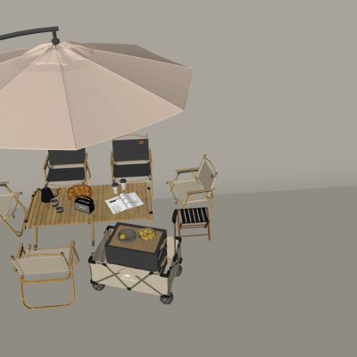 户外休闲桌椅组合 外摆露营折叠桌椅 遮阳棚