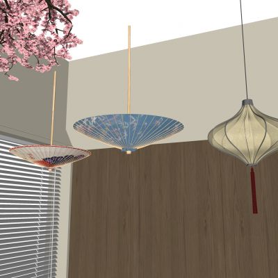 新中式吊灯 中国风布艺竹伞灯 油纸伞灯