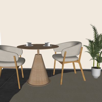 奶油风实木桌椅组合 休闲茶桌椅餐桌椅