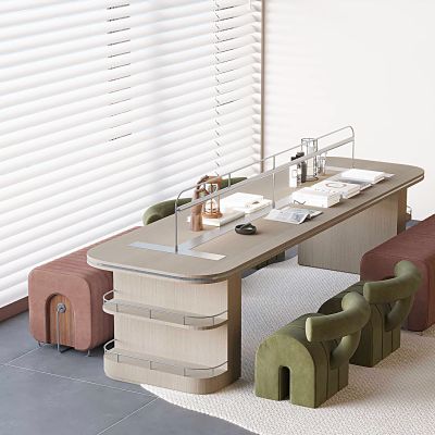 售楼部实木桌椅 架空层洽谈桌椅 会所图书馆阅读桌椅