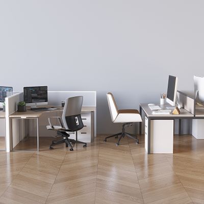 卡座办公桌椅组合 实木办公桌旋转椅 台式电脑打印机