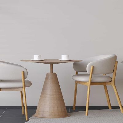 奶油风实木桌椅组合 休闲茶桌椅餐桌椅