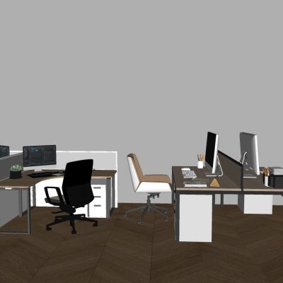 卡座办公桌椅组合 实木办公桌旋转椅 台式电脑打印机