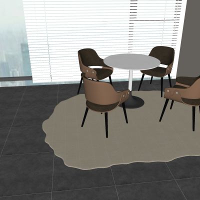 会客接待洽谈桌椅 意式皮艺靠背椅实木圆桌