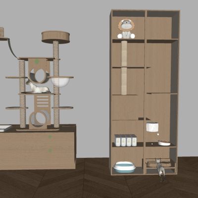 实木猫爬架猫砂盆 猫粮喂食器猫咪玩具