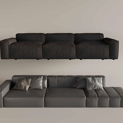 轻奢软包实木沙发 直排豆腐模块沙发 多人沙发