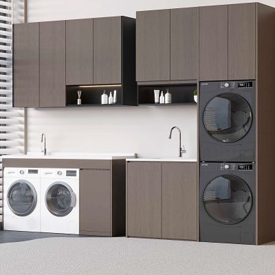 双洗衣机阳台柜  烘干机洗衣池 洗漱台一体柜 洗手池台盆