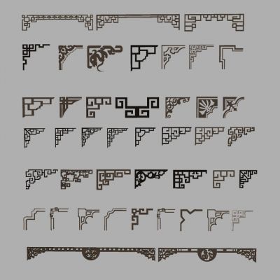 新中式镂空雕花 中式角花花格角线