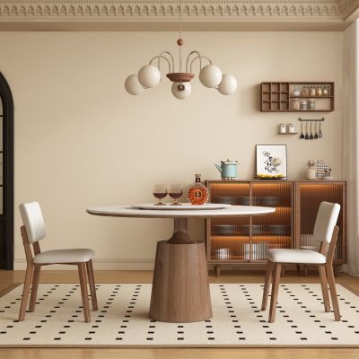 中古风餐厅 圆餐桌椅