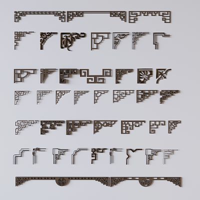 新中式镂空雕花 中式角花花格角线