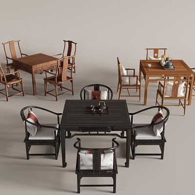 中古实木四方桌椅 中式正方形餐桌椅