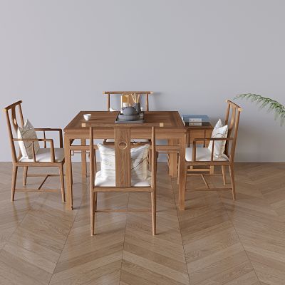 中古实木四方桌椅 中式八仙桌椅 正方形餐桌椅组合