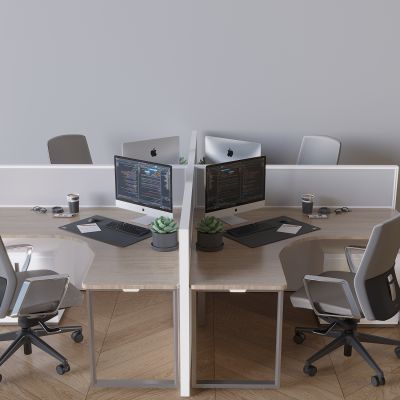 卡座办公桌椅组合 办公桌升降旋转椅 实木桌椅台式电脑