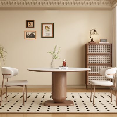 中古风餐厅 圆餐桌椅