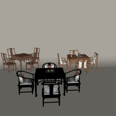 中古实木四方桌椅 中式正方形餐桌椅