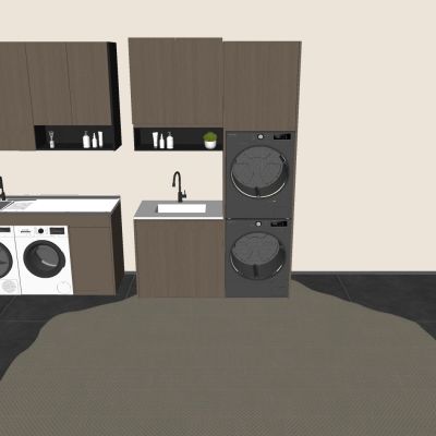 双洗衣机阳台柜  烘干机洗衣池 洗漱台一体柜 洗手池台盆