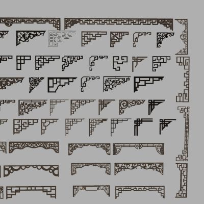 新中式镂空雕花 中式角花花格角线
