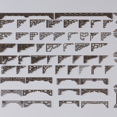 新中式镂空雕花 中式角花花格角线