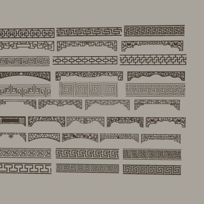 新中式雕花腰线 镂空雕花装饰线条