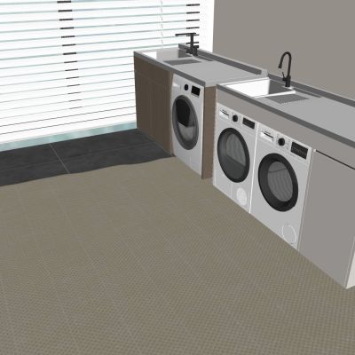 双洗衣机阳台柜  烘干机搓板洗衣池 洗漱台一体柜 洗手池台盆