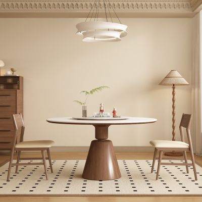 中古风餐厅 圆餐桌椅