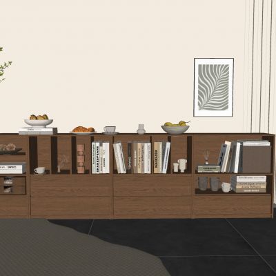 中古风实木矮书柜 书架斗柜矮地柜 落地格子电视柜 储物柜