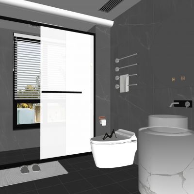 现代卫生间 浴室柜 洗脸盆 镜柜 马桶 淋浴房