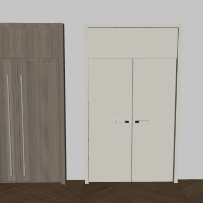 奶油双开门对开门 实木双开门